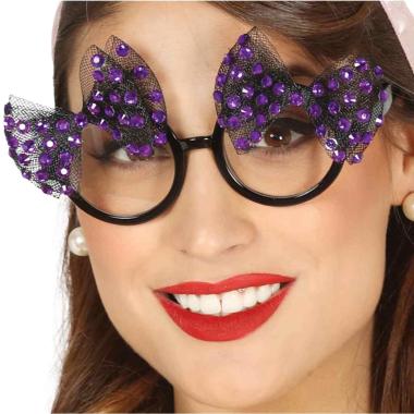 Occhiali Anni '50 Con Brillantini Viola E Fiocchi |Guirca