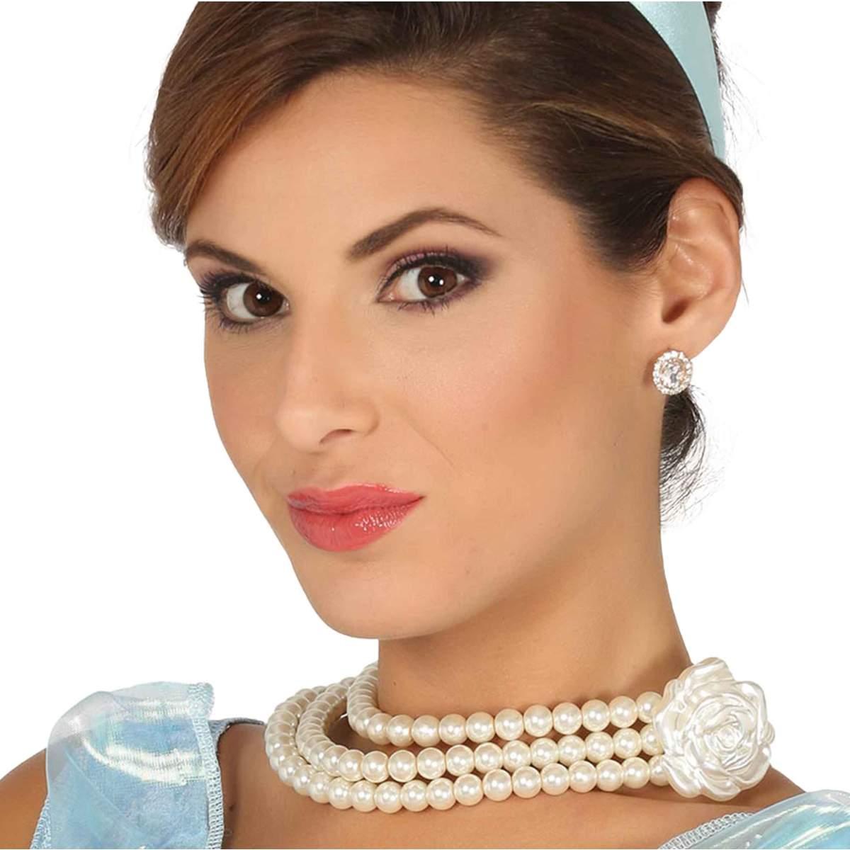 Collana Perle Bianca Con Fiore |Guirca