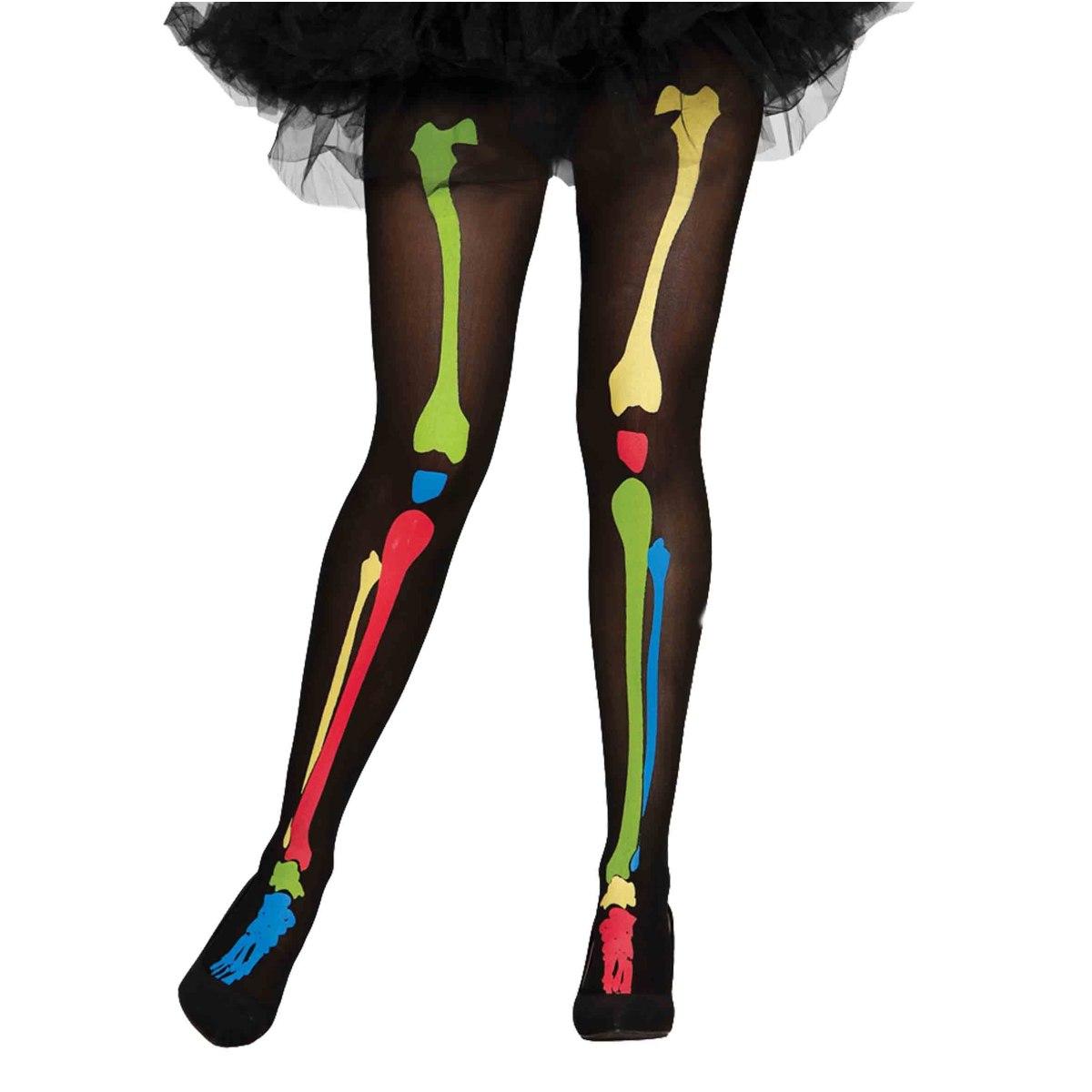 Collant Nere Con Ossa Colorate |Widmann