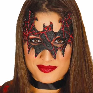 Maschera Viso Pipistrello Tessuto Nera E Rossa |Guirca
