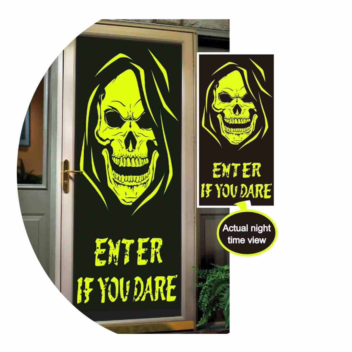Decorazione Teschio Fluo Per Porta cm.75x150 |Guirca