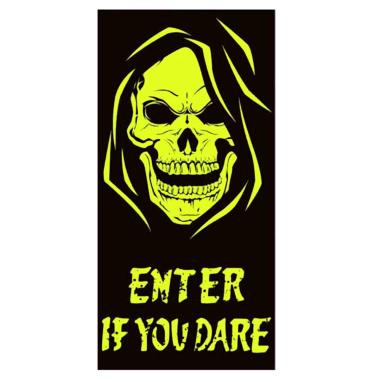 Decorazione Teschio Fluo Per Porta cm.75x150 |Guirca