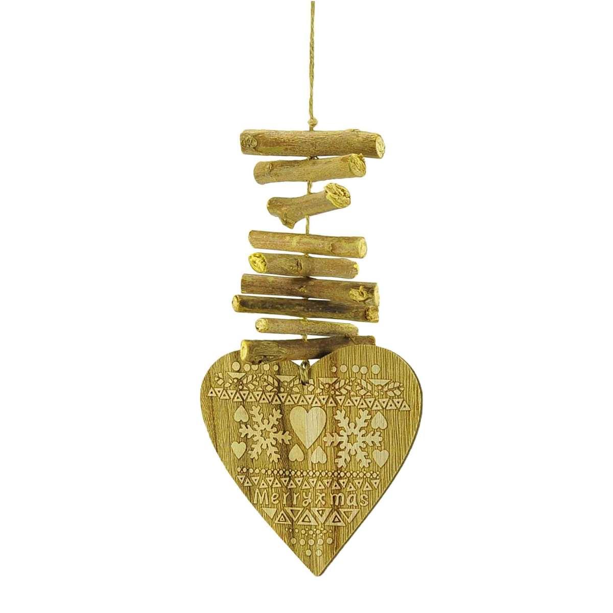 Decorazione Natalizia Cuore Legno Tirolese cm.11x1xh30 |Van Der Leeden