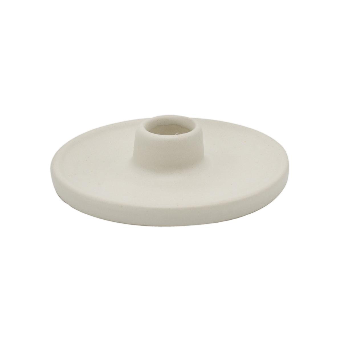 Portacandela Ceramica Bianco cm.Ø11,5x3 |Chentchips
