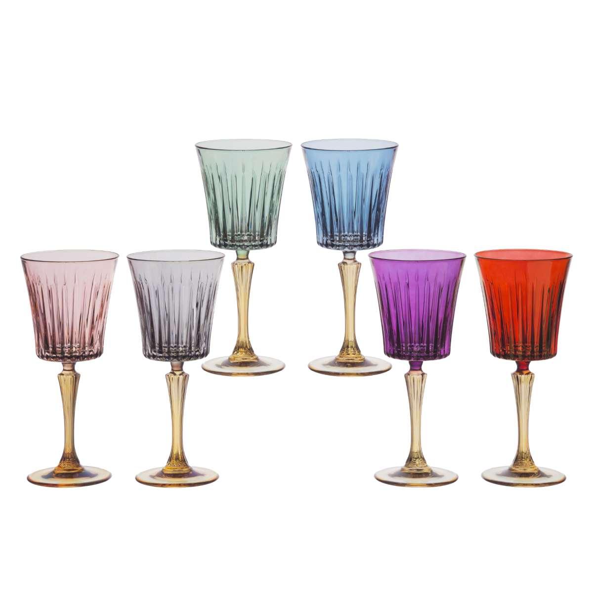 Bicchieri Vetro Set pz.6 Acqua Arlecchino Bicolore cl.21 | Cre.Art