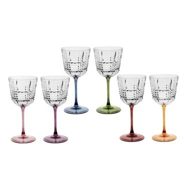 Bicchieri Vetro Set pz.6 Vino Incontro Bicolore cl.19,5 | Cre.Art