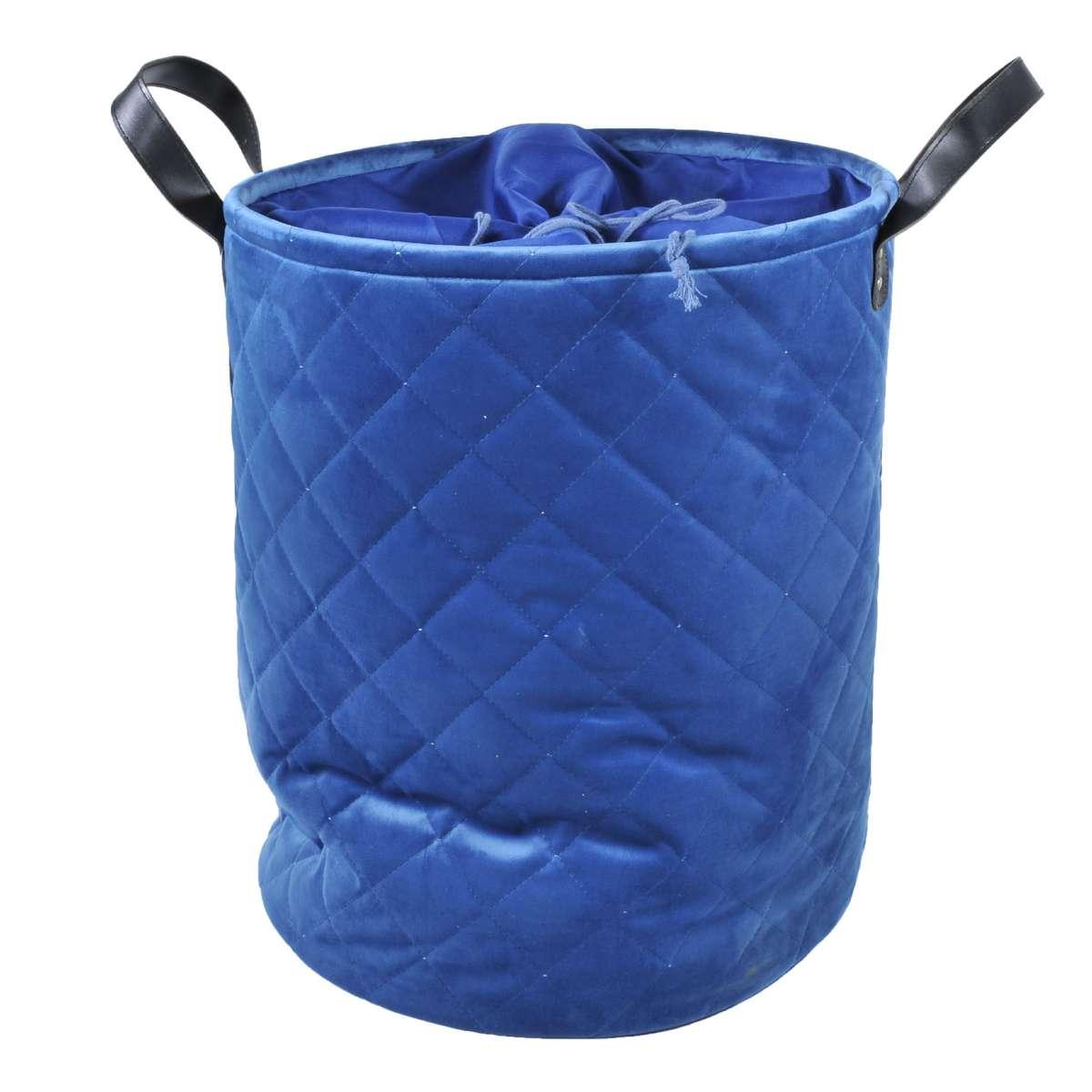 Cesto Velluto cm.Ø35x43 Blu con Fodera | Montemaggi
