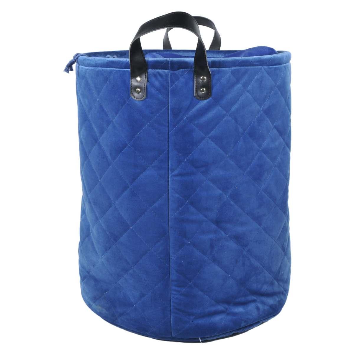 Cesto Velluto cm.Ø35x43 Blu con Fodera | Montemaggi