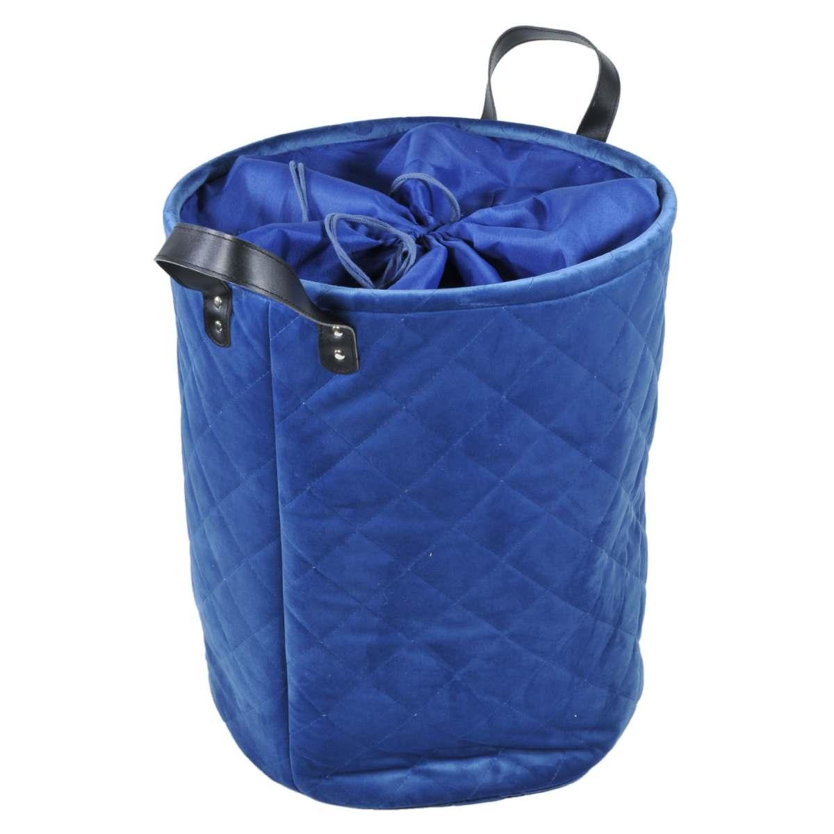 Cesto Velluto cm.Ø35x43 Blu con Fodera | Montemaggi