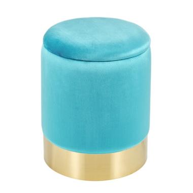 Pouf Velluto Tondo Turchese Apribile cm.Ø30x38 | Montemaggi