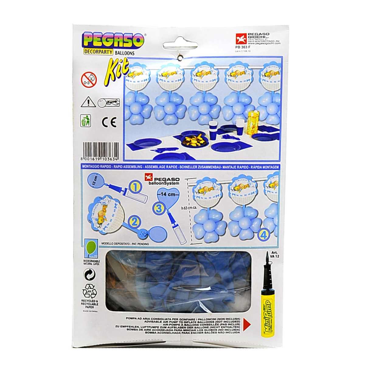 Festone Party Nascita Azzurro Con Palloncini Mt.2,30 |M2 Store