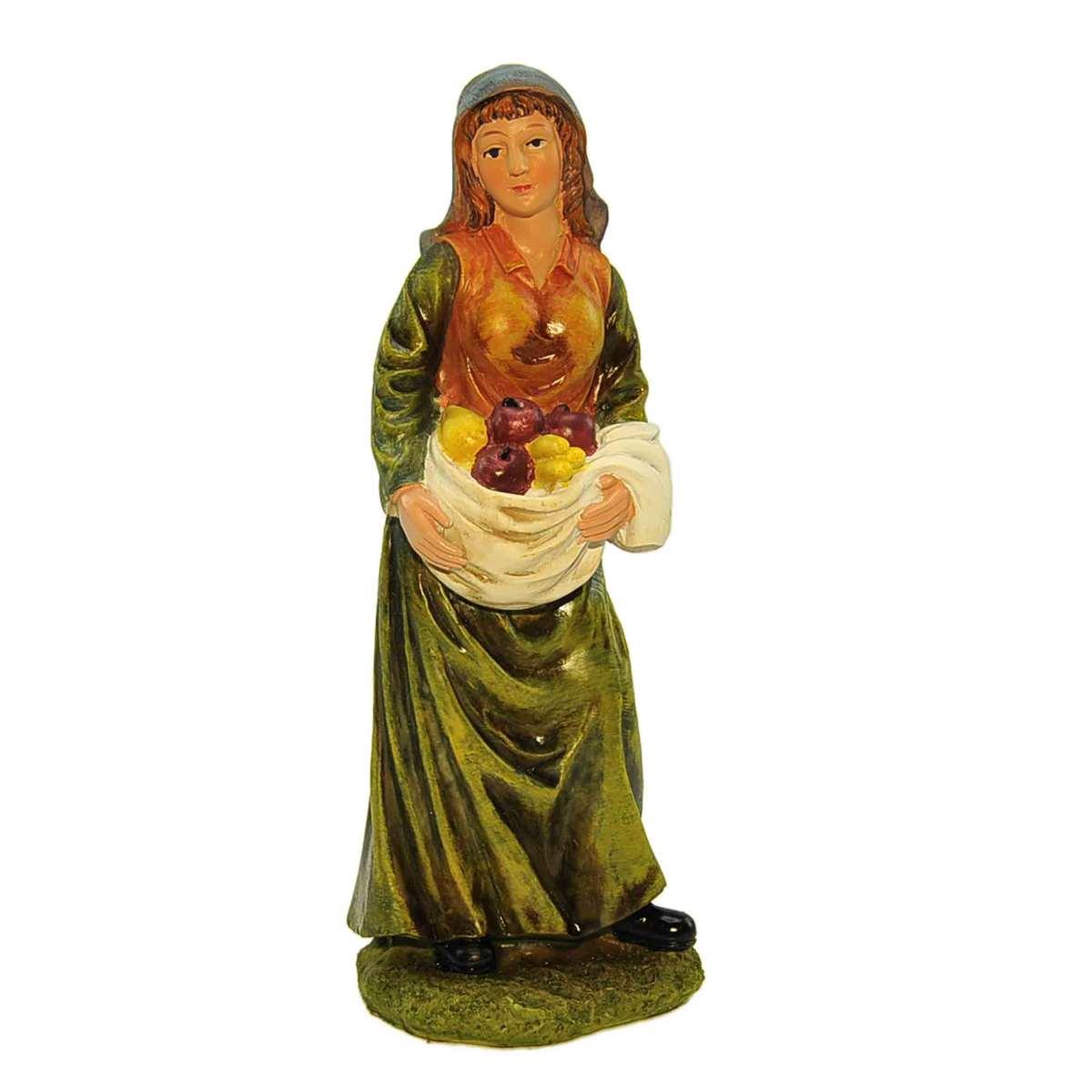 Statua cm.20 Donna con Frutta | Rossi Rosa
