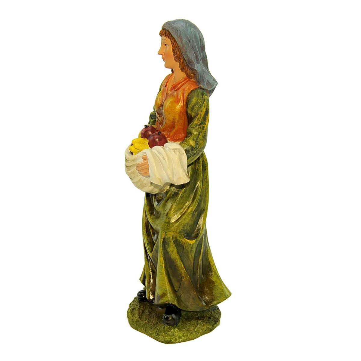Statua cm.20 Donna con Frutta | Rossi Rosa
