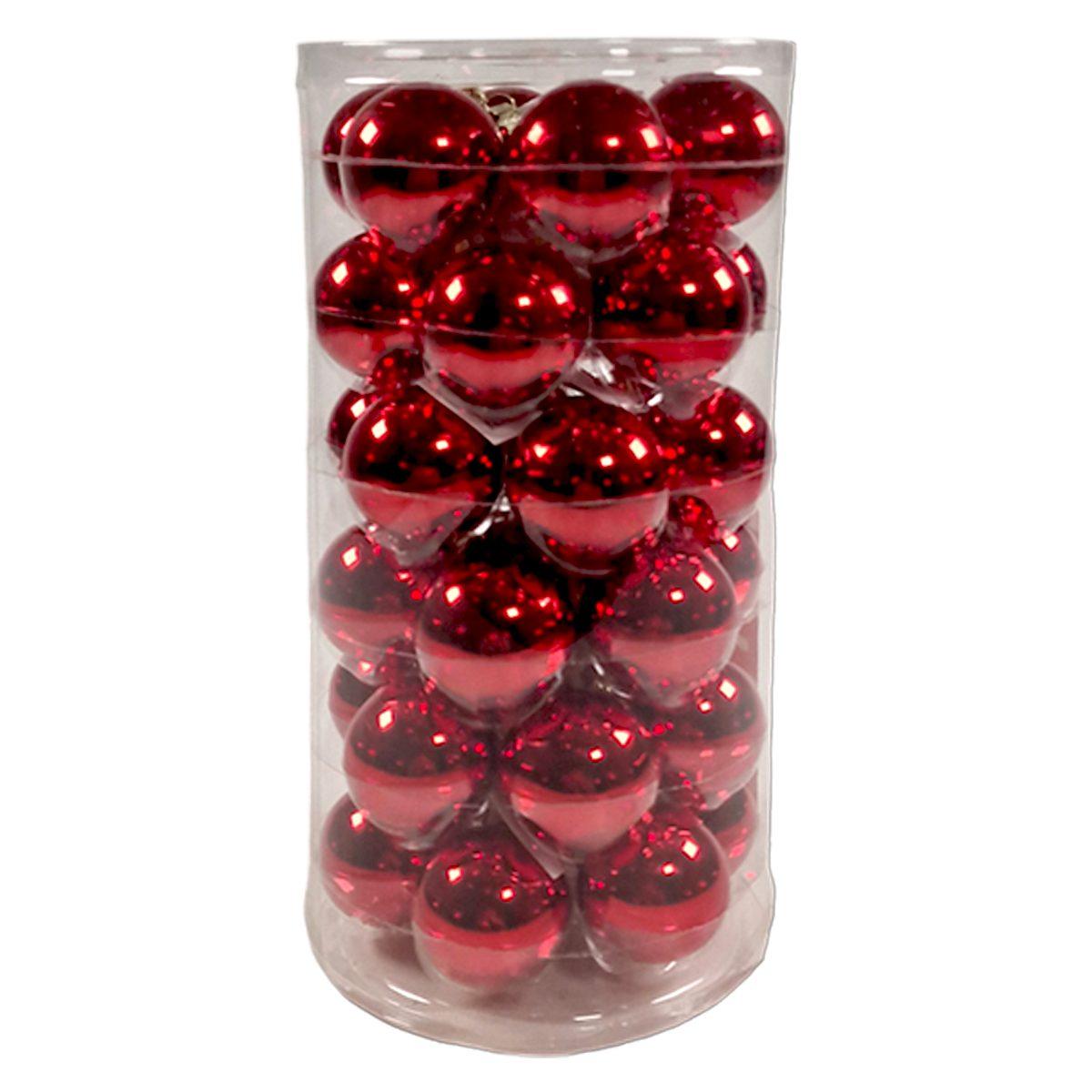 Pallina Natale Vetro cm.Ø4 Rosso Lucido Set pz.36 |Silani
