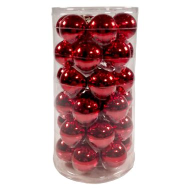 Pallina Natale Vetro cm.Ø4 Rosso Lucido Set pz.36 |Silani