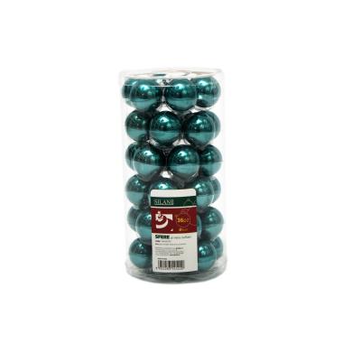 Pallina Natale Vetro cm.Ø4 Blu Petrolio Set pz.36 |Silani