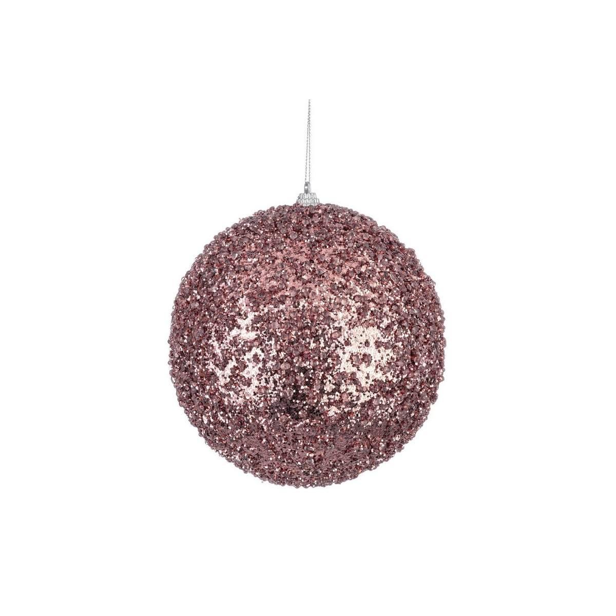 Pallina Natale cm.Ø15 Rosa con Glitter |Bizzotto