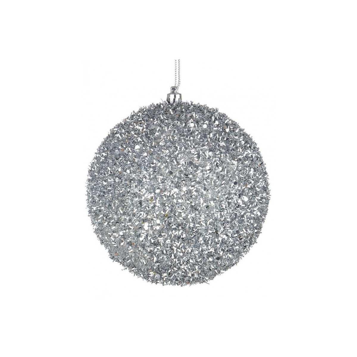 Pallina Natale cm.Ø15 Argento con Glitter |Bizzotto
