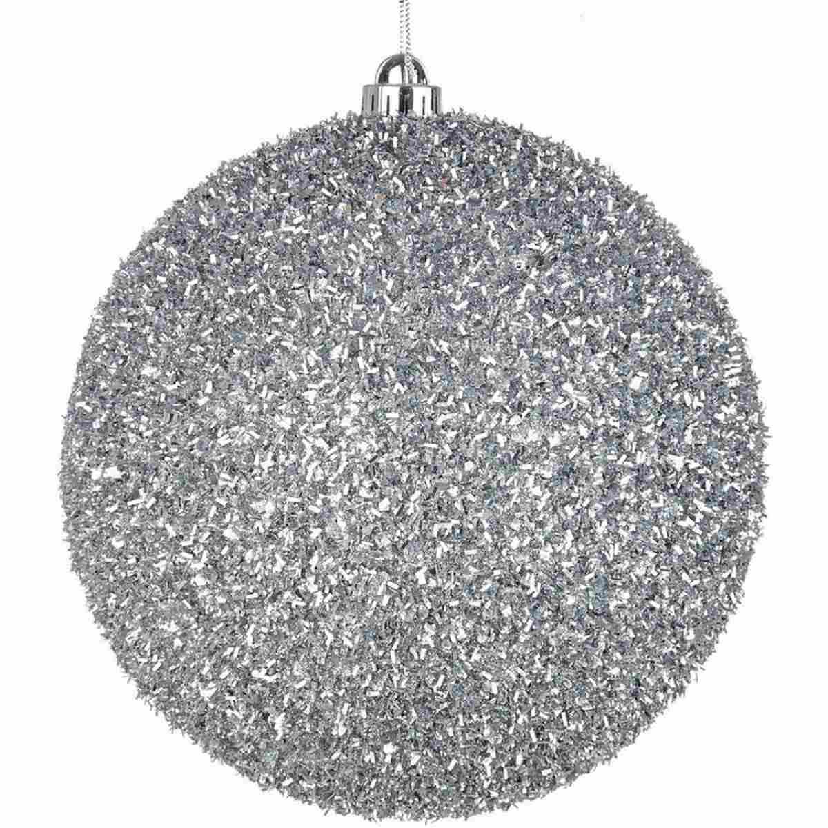 Pallina Natale cm.Ø20 Argento con Glitter |Bizzotto