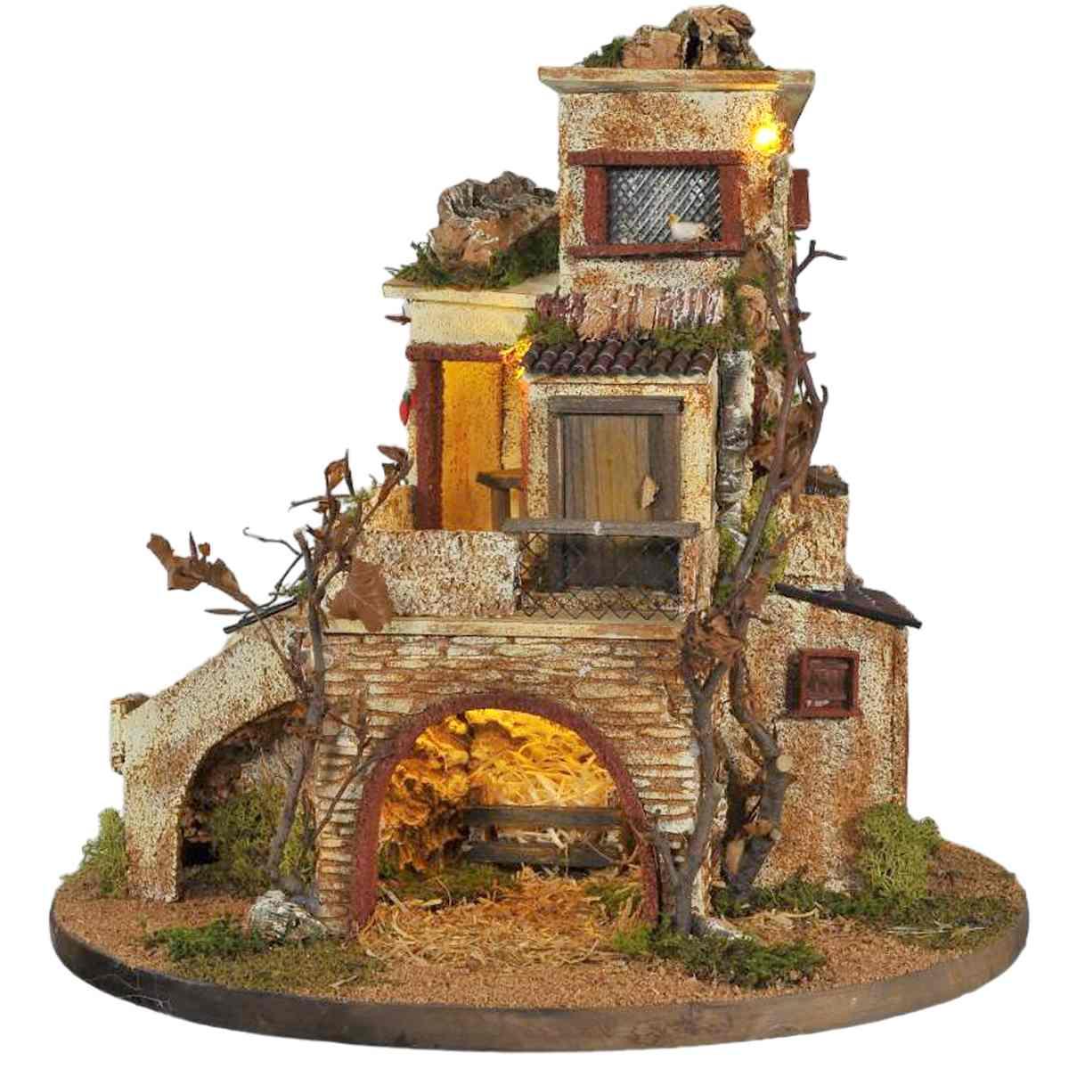 Paesaggio con Luci Circolare Girevole cm.Ø40xH42 PR02 | Arte del Presepe