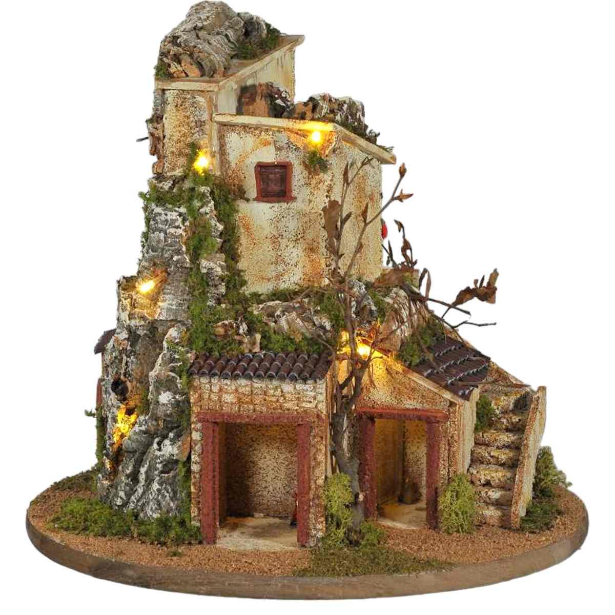 Paesaggio con Luci Circolare Girevole cm.Ø40xH42 PR02 | Arte del Presepe