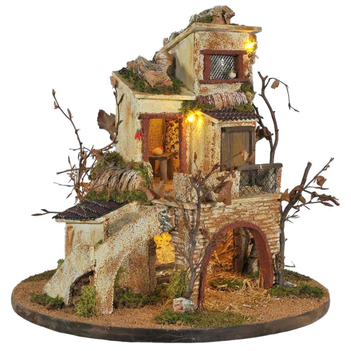 Paesaggio con Luci Circolare Girevole cm.Ø40xH42 PR02 | Arte del Presepe