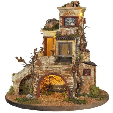 Paesaggio con Luci Circolare Girevole cm.Ø40xH42 PR02 | Arte del Presepe