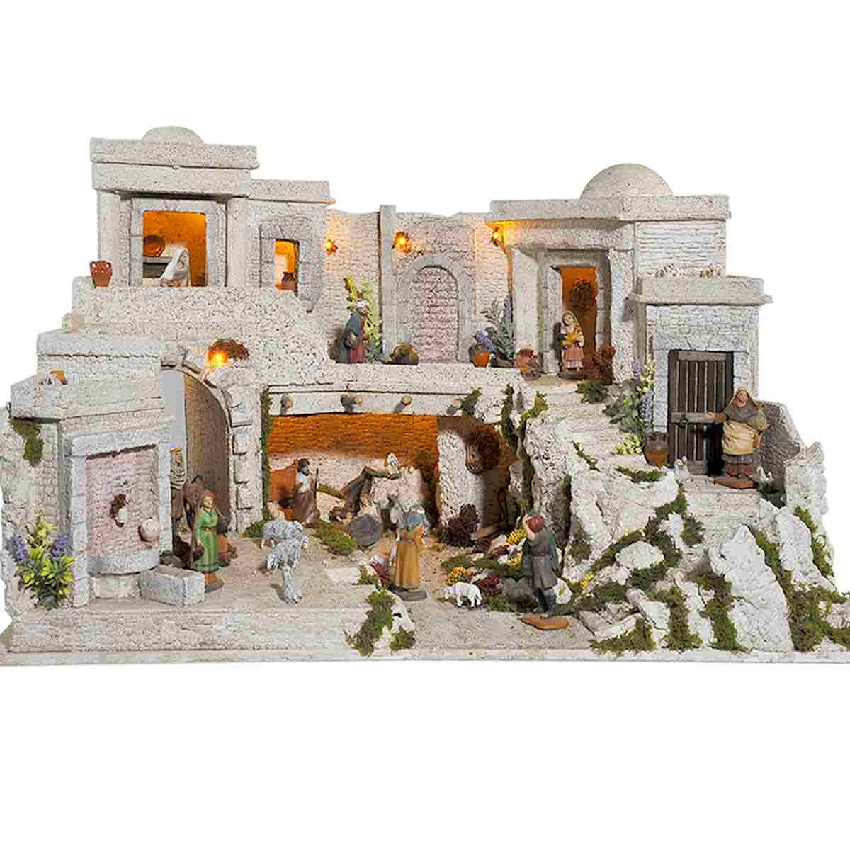 Paesaggio con Luci Arabo con Natività cm.10 cm.77x57xH50 PR74 | Arte del Presepe