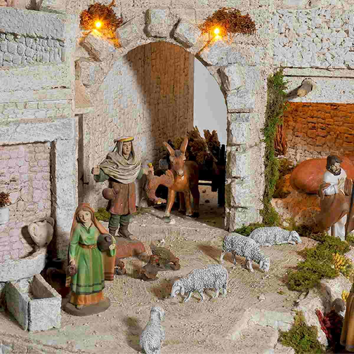 Paesaggio con Luci Arabo con Natività cm.10 cm.77x57xH50 PR74 | Arte del Presepe