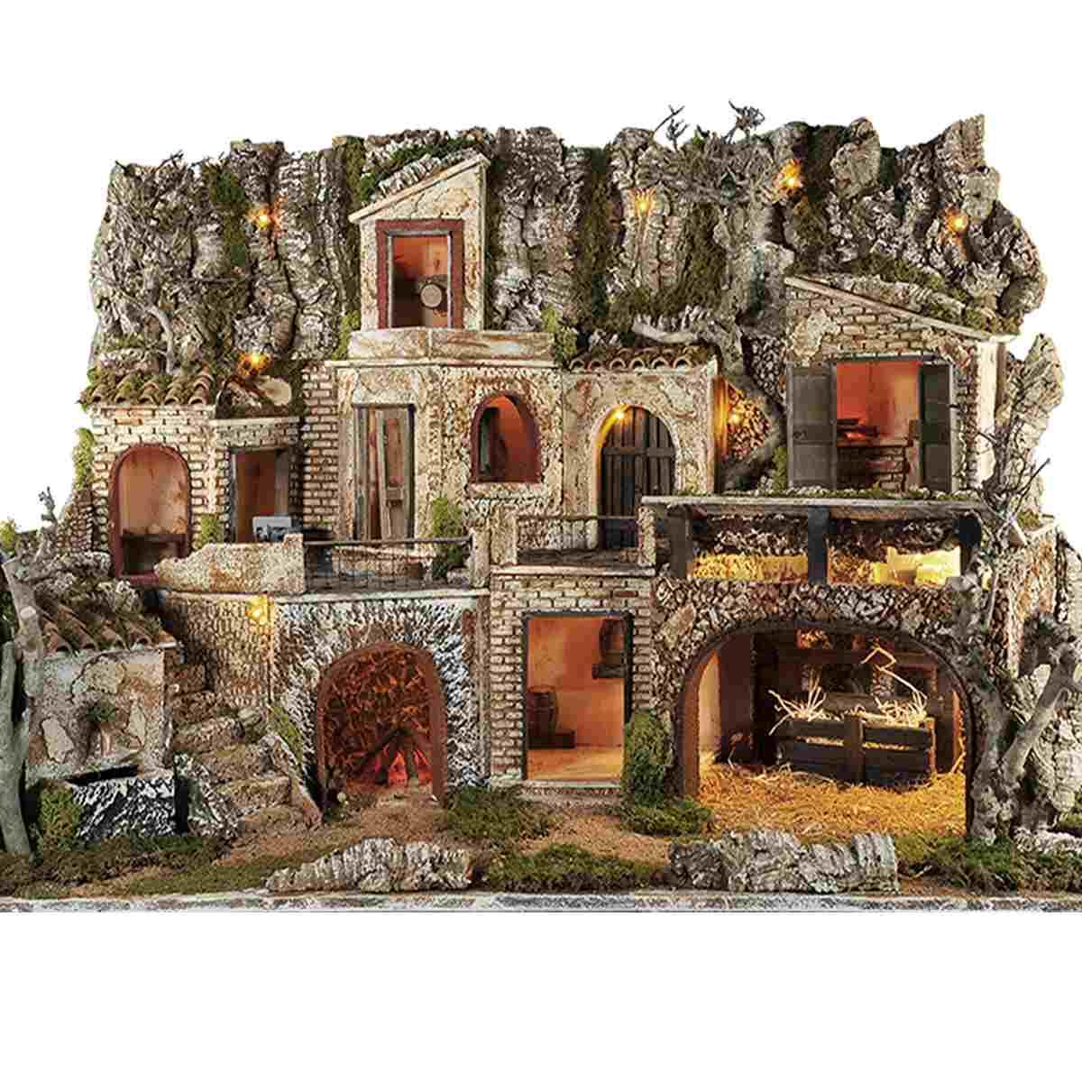 Paesaggio con Luci Capanna Fontana cm.97x57xH62 PR198 | Arte del Presepe