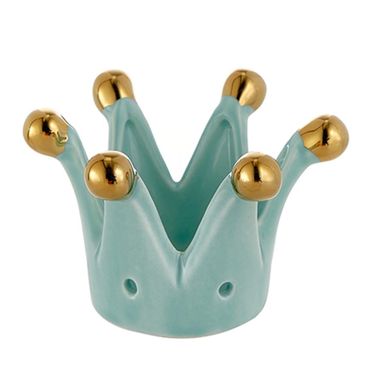 Corona Mini Porcellana Azzurra con Punte Oro cm.Ø8x5 | Montemaggi