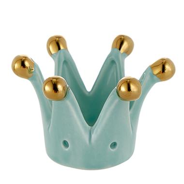 Corona Mini Porcellana Azzurra con Punte Oro cm.Ø8x5 | Montemaggi