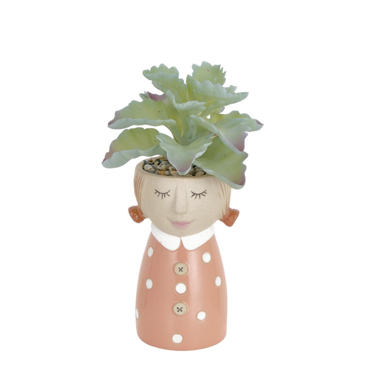 Vaso Ceramica Girl Pop con Abito Rosa Pianta cm.20 |Montemaggi