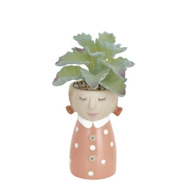 Vaso Ceramica Girl Pop con Abito Rosa Pianta cm.20 |Montemaggi