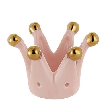 Corona Mini Porcellana Rosa Cipria con Punte Oro cm.Ø8x5 | Montemaggi
