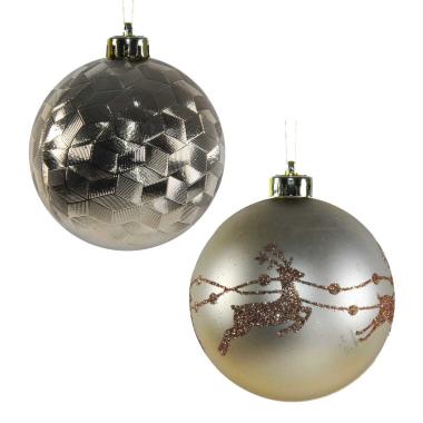 Pallina Natale cm.Ø8 Oro Assortita Set pz.4 |Mazzeo