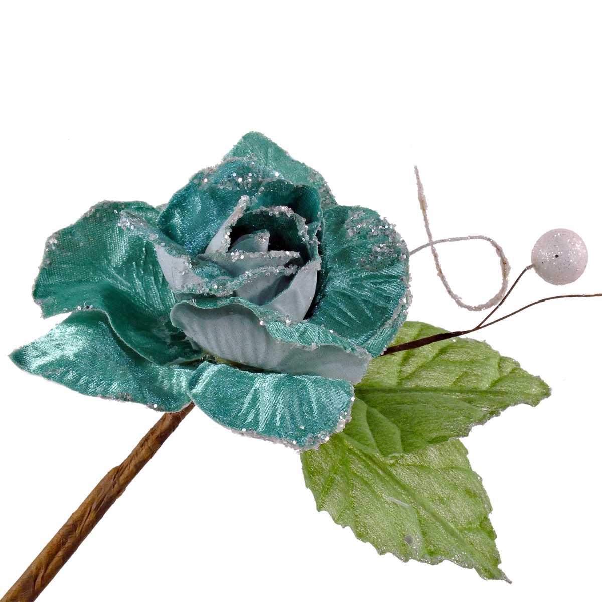 Fiore Natale Rosa Azzurra Glitterata cm.70