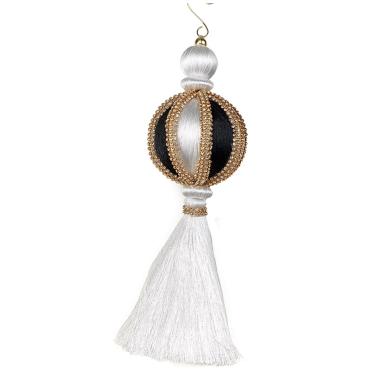 Decorazione Natalizia Drops Bianco Nero con Strass cm.Ø9x26 |Fade