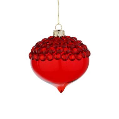 Pallina Natale Vetro cm.8 Cipolla Rossa con Pietre |Bizzotto