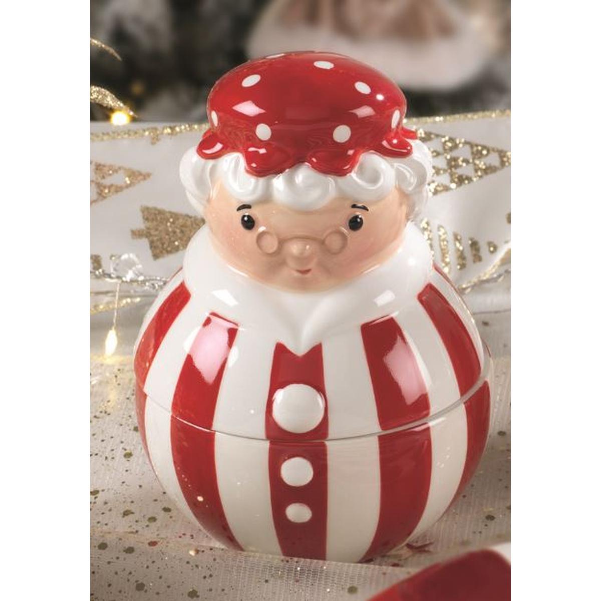 Barattolo Natale Ceramica con Babba Natale cm.Ø10x14