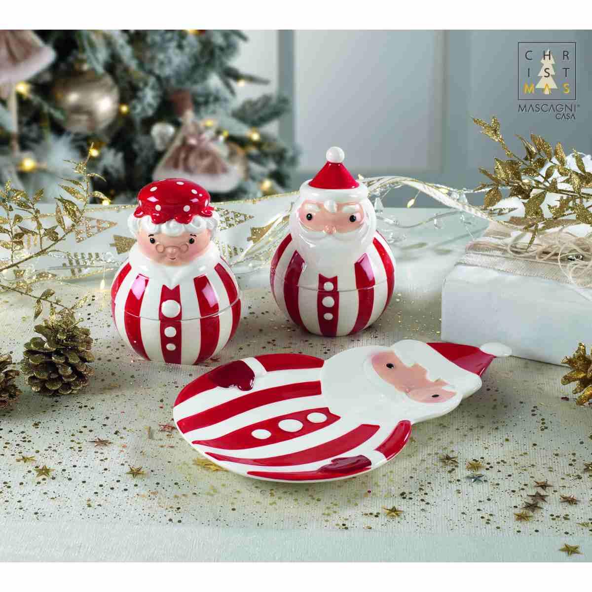Barattolo Natale Ceramica con Babba Natale cm.Ø10x14