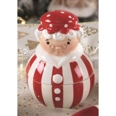 Barattolo Natale Ceramica con Babba Natale cm.Ø10x14