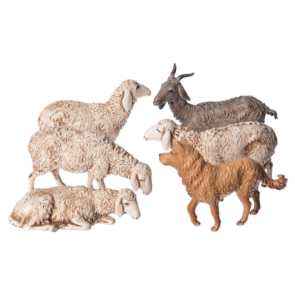 Animali Pecore Capra e Cane Set pz.6 Stature da cm.13 | Moranduzzo