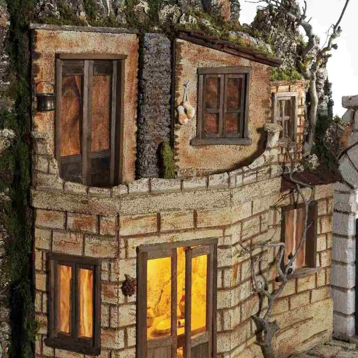 Paesaggio con Luci Maxi 2 moduli con Ambientazioni cm.154x58xH105 | Arte del Presepe