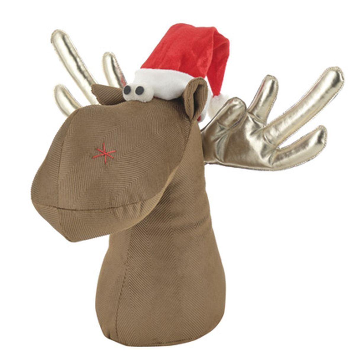 Fermaporta Renna con Cappello Natale cm.32x21x33 |Montemaggi