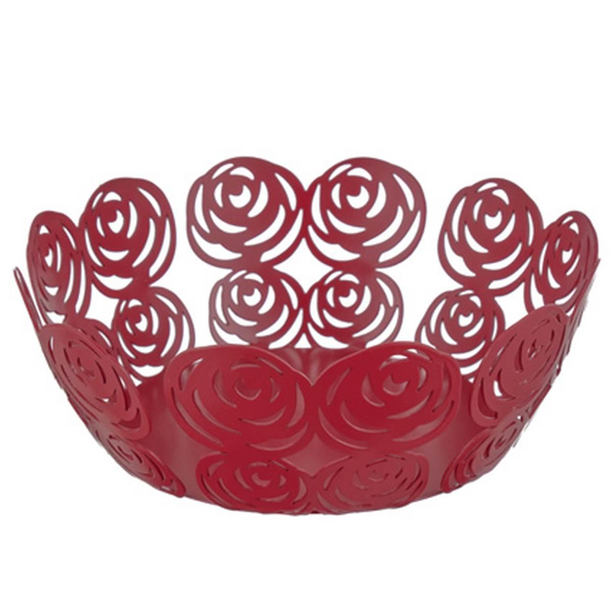 Portafrutta Metallo Rose Rosse cm.Ø20 |Montemaggi