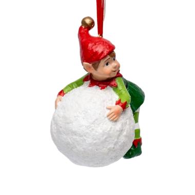 Decorazione Natalizia Elfo Resina su Sfera cm.Ø11 |Silani