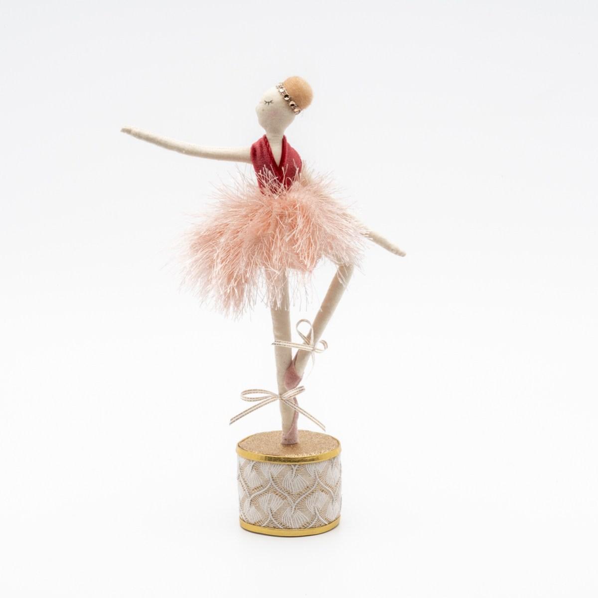 Ballerina Velluto Bordeaux su Base con Tutù cm.30 |Silani