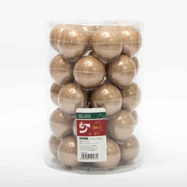 Pallina Natale Vetro cm.Ø6 Tortora Lucide Set pz.30 |Silani