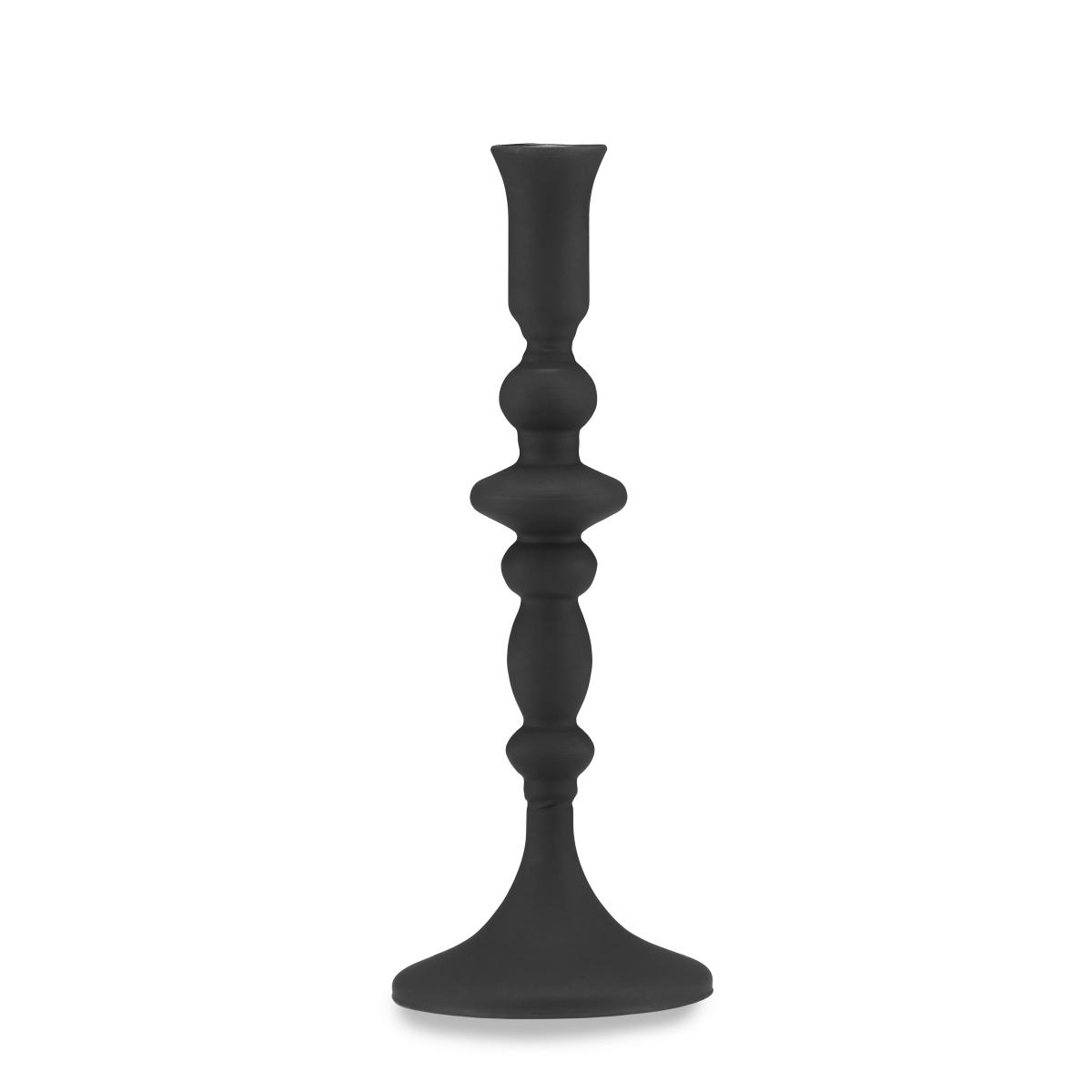 Candeliere con 1 Posto Candela Vetro Nero Opaco cm.26 |Fade